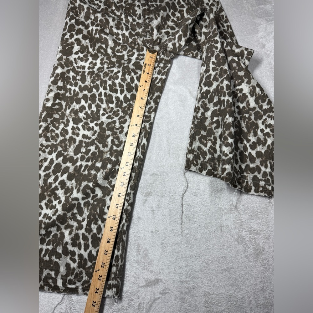 Sincerely Jules Leopard Animal Print Wide Leg Cropped 100% Cotton Jeans Size 29 - Picture 7 of 16